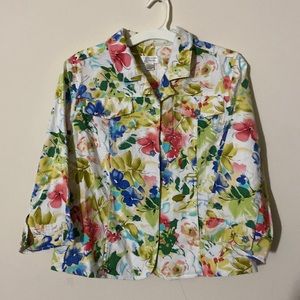 Christopher & Banks Floral Quilted Jacket Size Large